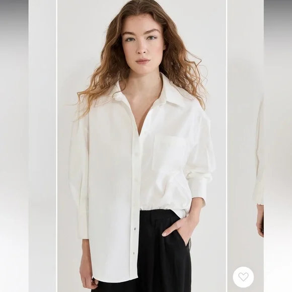 Anine Bing Mika White Cotton Button-Up Shirt XS EUC - Picture 3 of 11